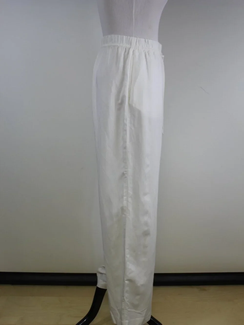 H&M Linen Blend Wide Leg Pants Medium White Beachy‎ Elastic Waist